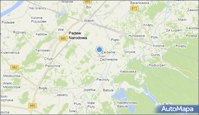 mapa Zachwiejów, Zachwiejów na mapie Targeo